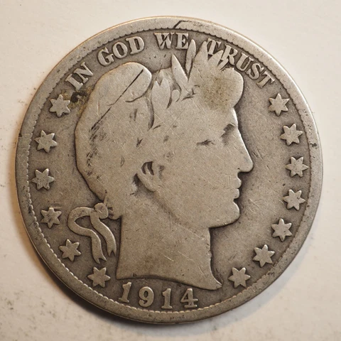 1914  S  BARBER HALF DOLLAR ***NICE COIN!***  FREE SHIPPING! A3703 Cover