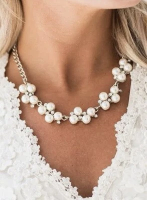 Paparazzi I do White Pearl Necklace and Earrings Set - Image 1 of 4