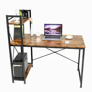 PC Table Study Computer Desk Unit Home Office Workstation Corner Shelve 4 Tier - Picture 1 of 11