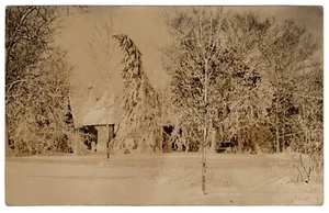 Postcard RPPC Snow Morgan's Cottage Winter Shore Lake Mills Wisconsin c1909 UNP - Picture 1 of 6