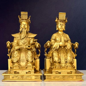 China Taoísmo Mito Bronce Dragón Jade Emperador Reina Madre Dios Inmortal Par Estadísticas - Imagen 1 de 14