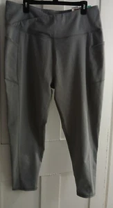 NWT Earth Yoga Women 1X Gray Yoga Pants High Waist Capri Style with Pockets - Picture 1 of 1