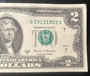 $2 Fancy Serial Number Trailing Birthday Year Note 1922 G29131922A Series 2017A - Picture 1 of 3