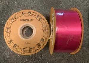 2x2”x50 Yds Fuchsia Pink Satin Fabric Wrapping Ribbons New -2 X 2inch X 50 Yards - Picture 1 of 5