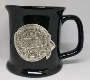 Super Bowl XXVIII Cowboys Vs Bills 1994 NFL Black Ceramic Coffee Mug Metal LOGO - Picture 1 of 7
