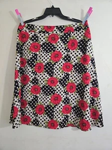 Vtg Womens Midi Skirt Sz 16 Rose Polka Dot Fit & Flare 1950s Rockabilly Boho - Picture 1 of 8