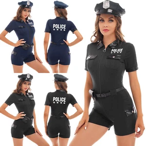 Womens Cop Outfits Policewoman Cosplay Uniform Police Costume Clubwear Party - Picture 1 of 37