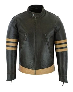 Leather Motorbike Bomber Biker Style Men Jacket -X-Men Wolverine Origins Logan B - Picture 1 of 4