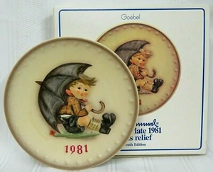 1981 Goebel HUMMEL Collector Plate ~ 11th Annual~ UMBRELLA BOY #274 ~ MIB - Picture 1 of 6