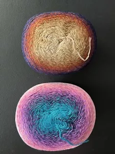 2PC 600g Twirls Cake Yarn Ombre Purple Pink Beige Blue Mercerized Cotton 300g*2 - Picture 1 of 7