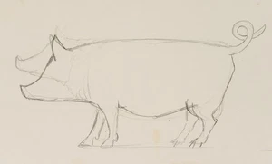 H. THOMA (1839-1924), Hausschwein, Bleistift Moderne Tiere 1900-1924 Zeichnung - Picture 1 of 5