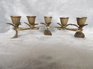 VTG brass 5 cup vine and leaf design candle holder,curved,ornate,classy,Fall - Picture 1 of 6