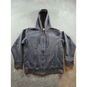 Champion Sudadera con Capucha Para Hombres L Gris Cremallera Completa Vellón Envejecido Y2K *Leer - Imagen 1 de 10