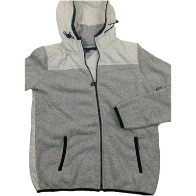 Tommy Hilfiger Athluxe Womens Full Zip Hoodie Sweater / Puffer Jacket Gray White - Image 1 of 4