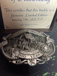Fibbia per cintura vintage edizione limitata Discovery Of America #2258 - Foto 1 di 16