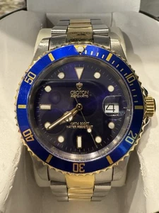 40mm Blue Gold Bluesy Pro Diver Swiss ETA 2824 Two Tone Croton - Picture 1 of 22