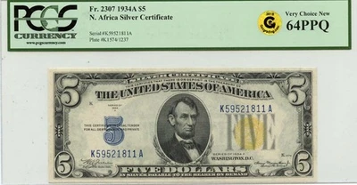 1934A $10 Silver Certificate North Africa WWII FR#2309 PCGS CU64 PPQ GCC Gold - Image 1 of 2