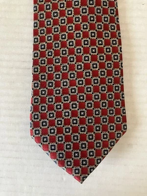 Corbata Stafford Para Hombre Corbata Seda Satén Rojo Negro Plata Cuadrados Hecha en EE. UU. 58" Foto 1 de 4