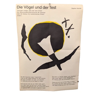 德国反战海报 - 原版复古海报 - 鸟类与测试 - Stefan Hermlin — 第 1/4 张图片