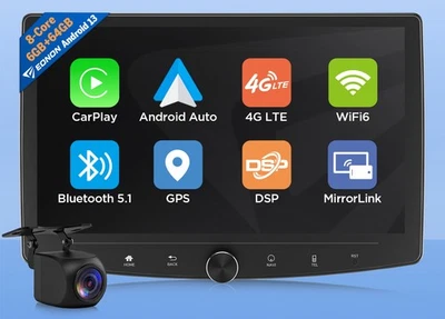 Android 13 6+64 10.1" QLED Screen Double 2 Din Car Stereo Radio CarPlay GPS Navi - Image 1 of 4