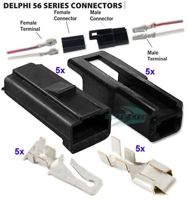 5x Delphi Metri-Pack 56 Series 1 Pin Connector w/14-16 AWG Male,Female Terminal - Image 1 of 4