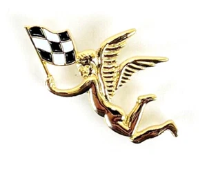 Automobile Racing Race Guardian Angel Wings Winners Checkered Flag Metal Pin - Picture 1 of 3