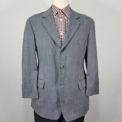 Brooks Brothers Men's Sport Coat Blazer Herringbone Plaid Silk Wool Blue 39S - Image 1 of 4