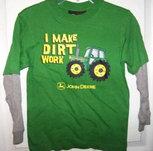 John Deere Tractor Green I Make Dirt Work Long Sleeve Shirt Boys Size 4 NWT - Picture 1 of 1