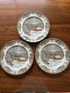 Johnson Brother FRIENDLY VILLAGE 9-7/8" Dinner Plate ENGLAND SET 3 - Picture 1 of 5