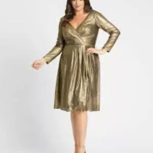 Abito metallico Mac Duggal Plus a maniche lunghe - taglia 24 - Foto 1 di 3