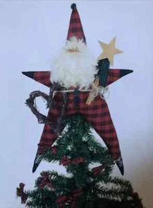 16" Santa Star Tree Topper CHRISTMAS WISHES Pattern by Katie's Homespun Stitches - Picture 1 of 3