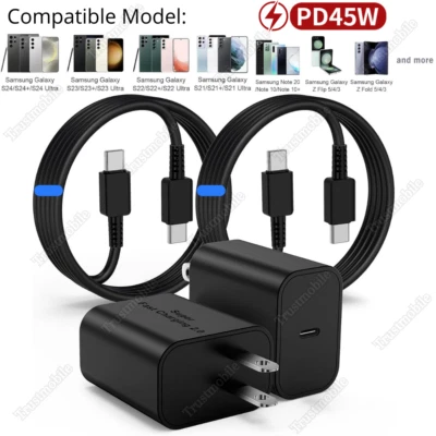 Cargador USB tipo C PD carga súper rápida para Samsung Galaxy S24 23 22 21 20 45W Foto 1 de 4