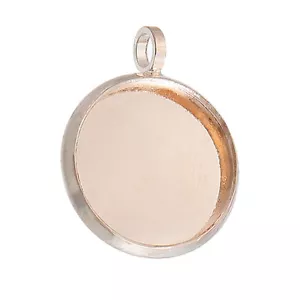 10 piezas. Bandejas colgantes cabujón bisel redondo enchapado en oro rosa - 12 mm - Imagen 1 de 3