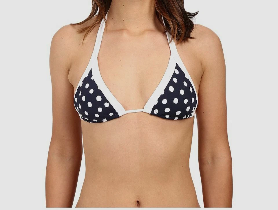 $51 Seafolly Mujer Azul Lunares Halter Bikini Top Traje de Baño EE. UU. Talla 6 Foto 1 de 1