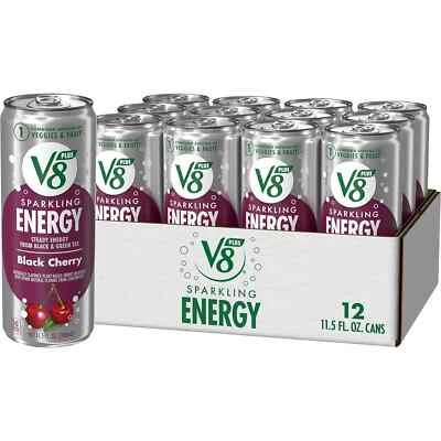 (Paquete de 12) Bebida energética V8 SPARKLING cereza negra con verduras, 11,5 fl oz Foto 1 de 4