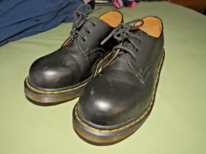 DR. MARTENS AIR WAIR MEN WOMEN BLACK LEATHER LACE UP BOOTS SHOES SZ 7M MEN LT#58 - Picture 1 of 11
