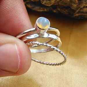 Natural Opal ring stacking ring Solid 925 Sterling Silver Ring Handmade Opal