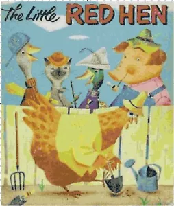Kleine rote Henne Vintage kleine goldene Bücher Kreuzstichmuster Tabelle - Bild 1 von 2