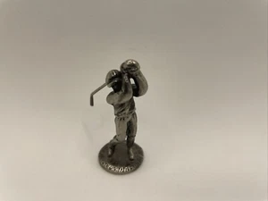 "Statua in metallo golfista golf peltro colore argento colore argento, 2" - Foto 1 di 7