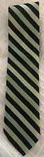 City of London 100% Silk Striped Tie Black Lime Green Necktie