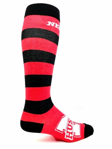 Nebraska Cornhuskers Red & Black Deuce Thin Long Stripe Socks Cover