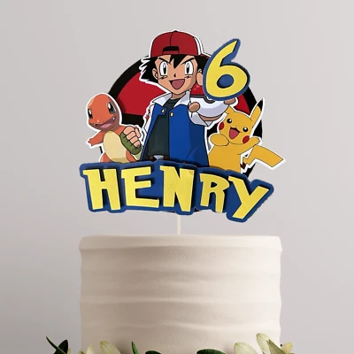 Pokemon Pikachu Cake Topper - 3D Topper - Personalised Age And Name