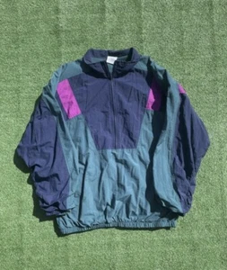 VTG 90s Chettah Mervyns Retro Color Block Windbreaker Jacket Sz L - Picture 1 of 3