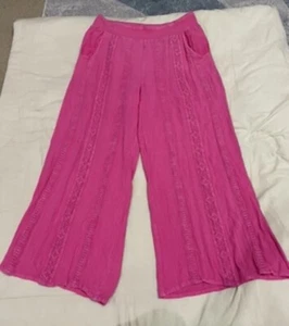 Bunulu Womens Embroidery Trimmed Wide Leg Pants Size M - Picture 1 of 9