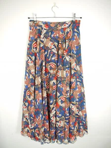 Maxi Falda Ma Vie Azul Curvilínea Estampado Queen Acampanada Verano Talla L - Imagen 1 de 7