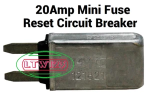 (1)ATM 20 AMP Mini Blade Fuse Reset Circuit Breaker 12V  - Picture 1 of 2