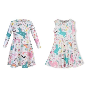 Girls Summer Unicorn Dress Girls Cute Sundress 4-13 years - Picture 1 of 23