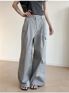 Design Multi-pocket Overalls Women's Loose Wide-leg Straight Casual Long Pants - Picture 1 of 17