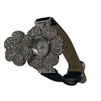 Reloj Oculto Pulsera Flor Incrustada Estrás Pave Suzanne Somers B1912 Foto 1 de 4