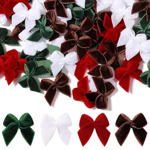 200Pcs 1" Mini Christmas Velvet Ribbon Bows, Small Tiny Craft Bows for Gift W... - Foto 1 di 7